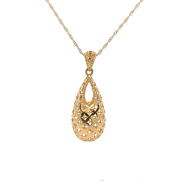 Elegant 14K Yellow Gold 3D Printed Drop Pendant Molinelli's Jewelers Pocatello, ID