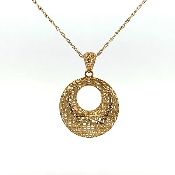 Elegant 14K Yellow Gold 3D Printed Drop Pendant Molinelli's Jewelers Pocatello, ID