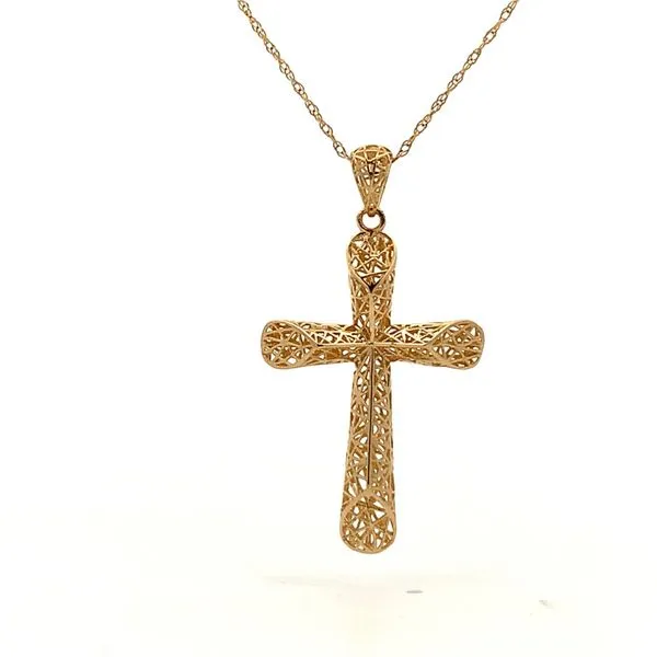 Elegant 14K Yellow Gold 3D Printed Cross Pendant Molinelli's Jewelers Pocatello, ID