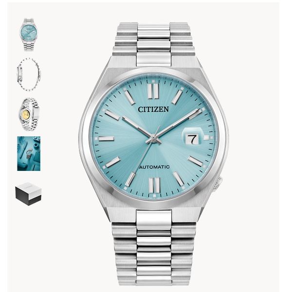 STAINLESS STEEL BLUE FACE AUTOMATIC MENS WATCH Molinelli's Jewelers Pocatello, ID