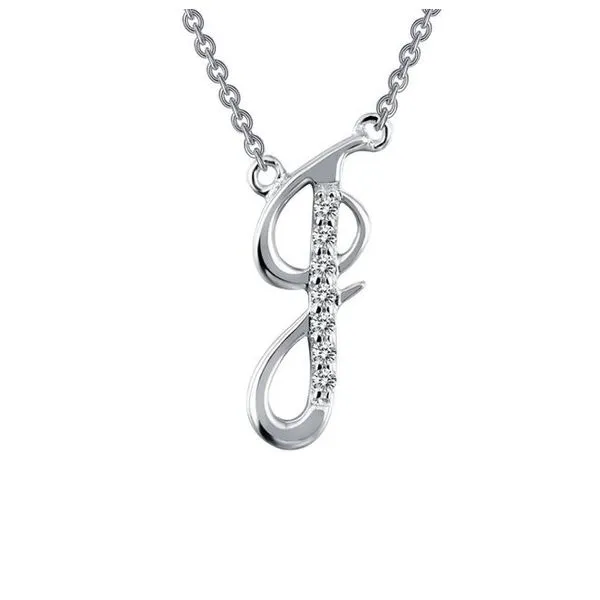 Stunning Sterling Silver J Necklace with 5 Sparkling Cubic Zirconia Gems Molinelli's Jewelers Pocatello, ID