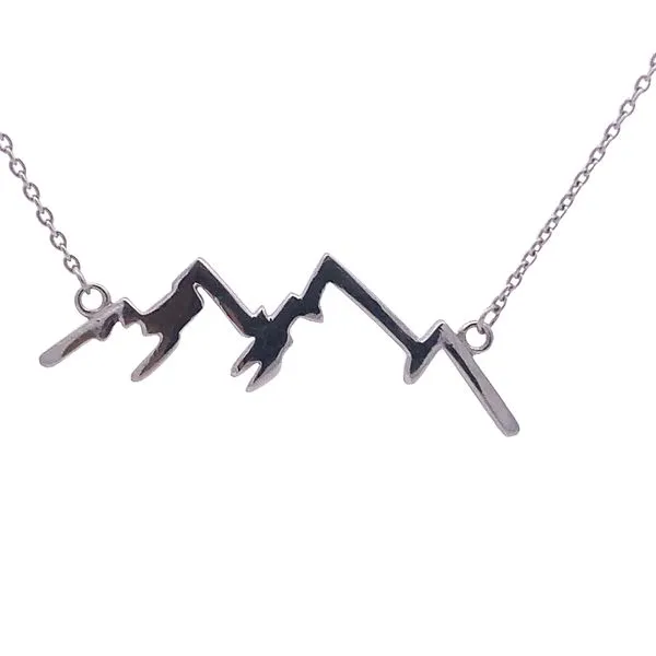 Sterling Silver Brushed Mountain Silhouette Necklace - Nature's Elegance Molinelli's Jewelers Pocatello, ID