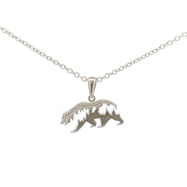 Sterling Silver Mountain/Bear Brushed Pendant Molinelli's Jewelers Pocatello, ID
