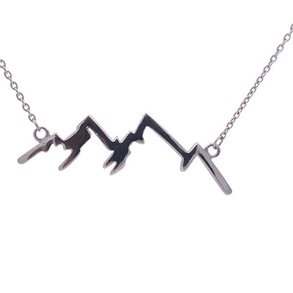 Sterling Silver Brushed Mountain Silhouette Necklace - Nature's Elegance Molinelli's Jewelers Pocatello, ID