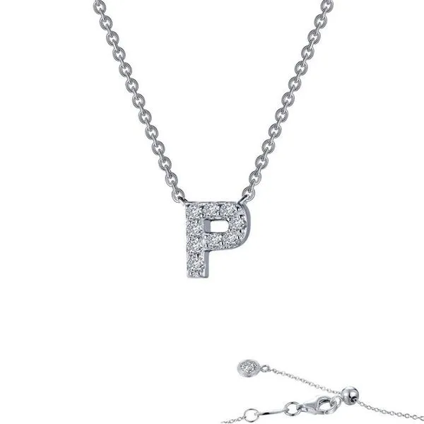 Stylish Lady's Sterling Silver Letter P Pendant Necklace with 0.37 Carat Round Cubic Zirconiums Molinelli's Jewelers Pocatello, ID