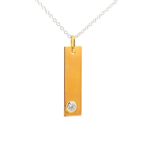 Gold Plated Sterling Silver Bar Necklace with Cubic Zirconia - 24
