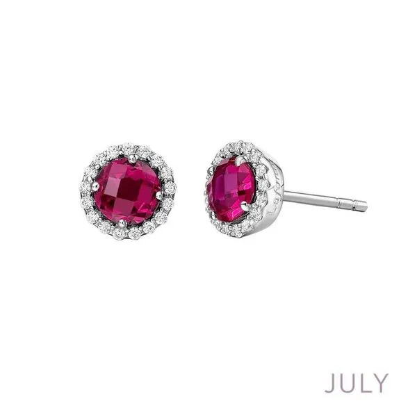 Lab Grown Ruby Sterling Silver Earrings with Cubic Zirconia - 0.34 CTTW Molinelli's Jewelers Pocatello, ID