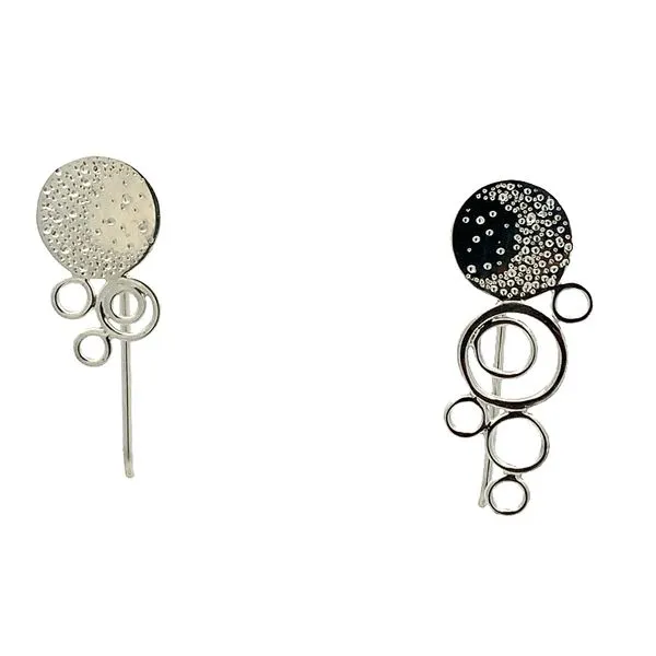 Lady's White Sterling Silver Circle And Moon Stud Earrings Molinelli's Jewelers Pocatello, ID