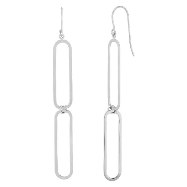 Elegant Lady's White Sterling Silver Earrings - Paper Clip Style Molinelli's Jewelers Pocatello, ID