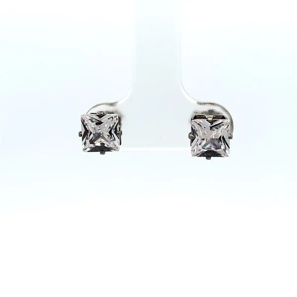 Elegant White Metal White CZ Sensitive Earrings Molinelli's Jewelers Pocatello, ID