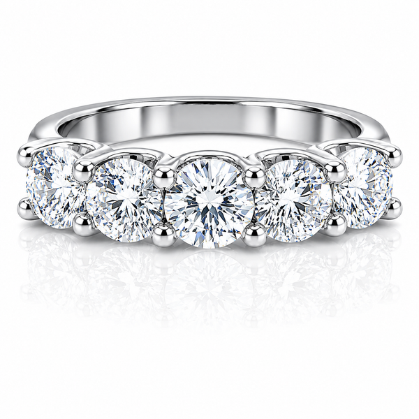 Diamond U Shaped Wedding Band With 5  Of .35Ct Round Diamonds Mollys Jewelers Brooklyn, NY