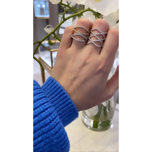 Crisscross Diamond White Gold Ring Image 2 Mollys Jewelers Brooklyn, NY