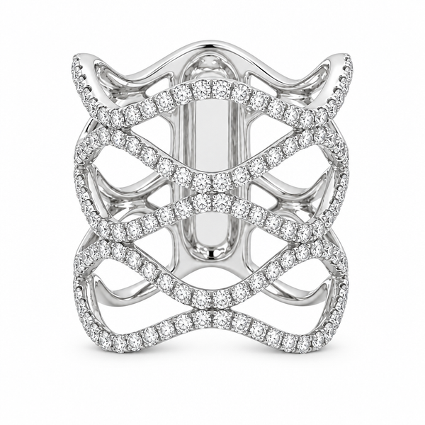 Crisscross Diamond White Gold Ring Mollys Jewelers Brooklyn, NY
