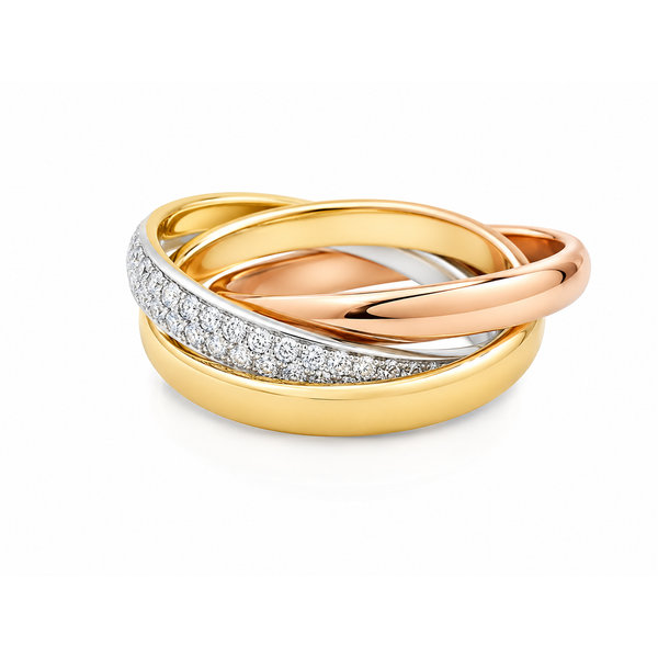 TrinityBands Tri-Color Diamond Ring – 0.71ct Mollys Jewelers Brooklyn, NY