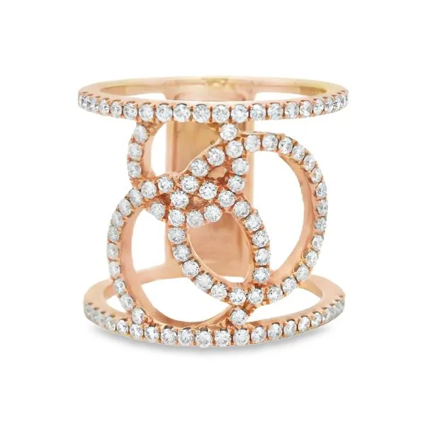 18Kt Rose Gold Diamond Ring – 0.83 Ct Circle Motif Design (Size 7.5) Mollys Jewelers Brooklyn, NY