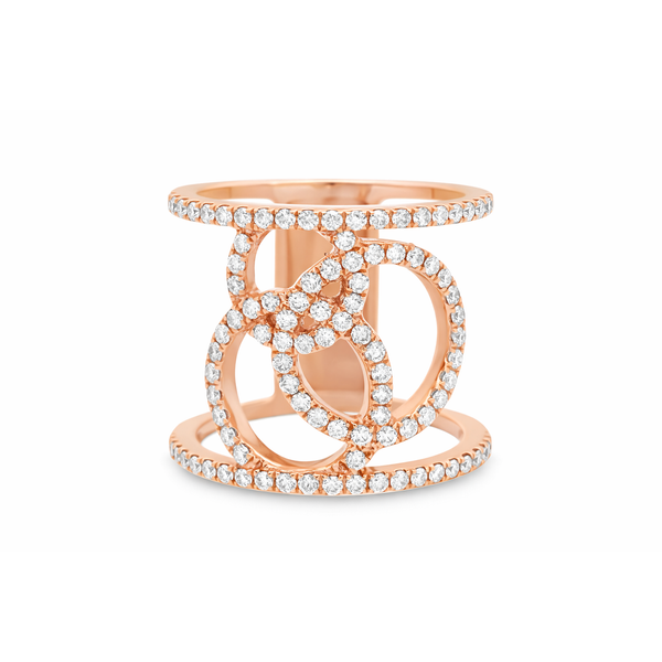 18Kt Rose Gold Diamond Ring – 0.83 Ct Circle Motif Design (Size 7.5) Mollys Jewelers Brooklyn, NY