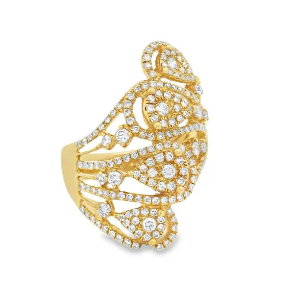18Kt Yellow Gold Diamond Filigree Ring – 0.91ct Vintage Elegance Image 2 Mollys Jewelers Brooklyn, NY