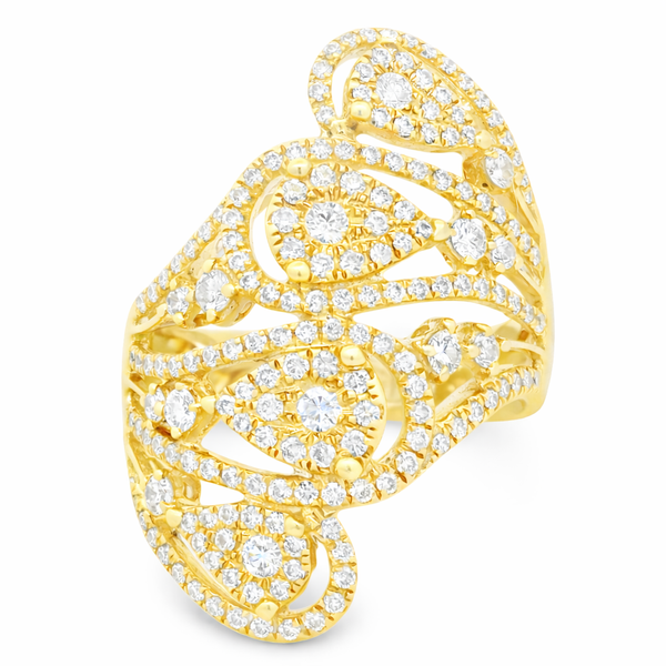 18Kt Yellow Gold Diamond Filigree Ring – 0.91ct Vintage Elegance Image 3 Mollys Jewelers Brooklyn, NY