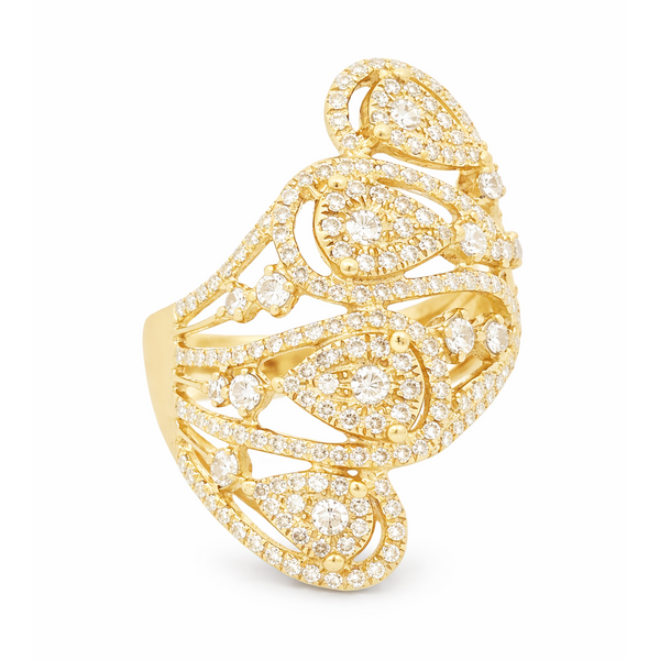 18Kt Yellow Gold Diamond Filigree Ring – 0.91ct Vintage Elegance Mollys Jewelers Brooklyn, NY