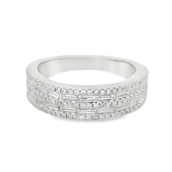White Gold Diamond Ring – Linear Gleam Mollys Jewelers Brooklyn, NY