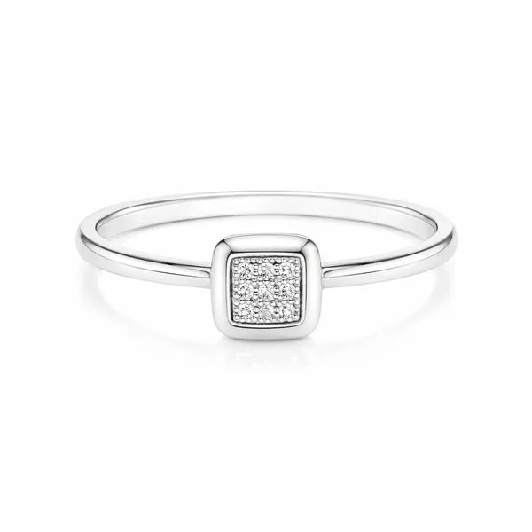 White Gold Diamond Square Ring 0.03 CT Mollys Jewelers Brooklyn, NY