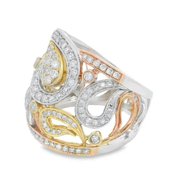 Elegant Multi-Tone Diamond Ring Image 2 Mollys Jewelers Brooklyn, NY