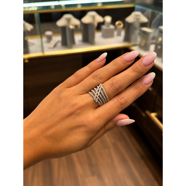 14K White Gold Diamond Crisscross Multi-Band Ring – 0.22 CTW Image 2 Mollys Jewelers Brooklyn, NY