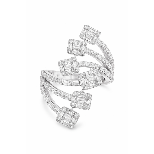 14Kt White Gold Diamond Baguette Cluster Ring – 2.15ct Mollys Jewelers Brooklyn, NY