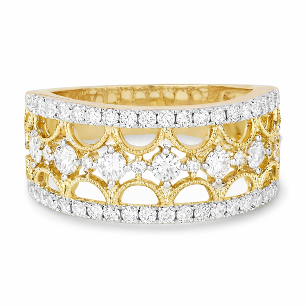 Yellow Gold Diamond Ring – Lace Radiance Mollys Jewelers Brooklyn, NY