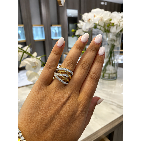Diamond Crossover Crisscross Ring Image 2 Mollys Jewelers Brooklyn, NY