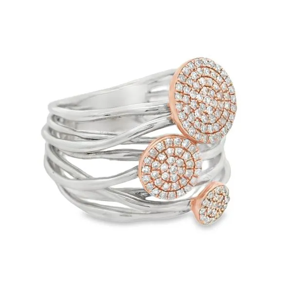 14Kt White & Rose Gold Diamond Cluster Swirl Ring – 0.39ctw Elegant Multi-Circle Design Image 2 Mollys Jewelers Brooklyn, NY