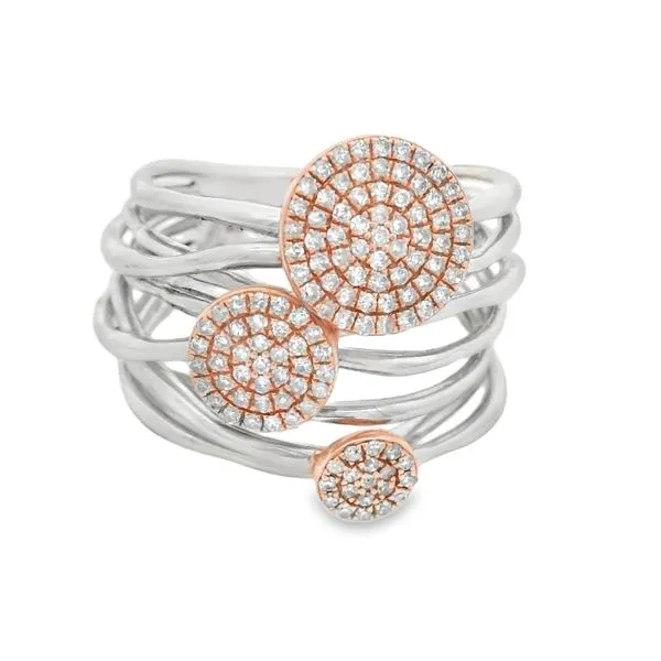 14Kt White & Rose Gold Diamond Cluster Swirl Ring – 0.39ctw Elegant Multi-Circle Design Mollys Jewelers Brooklyn, NY