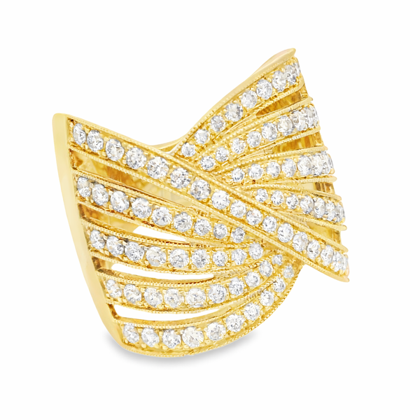 14Kt Yellow Gold Diamond Wave Ring – 1.34ct Bold Flow Image 2 Mollys Jewelers Brooklyn, NY