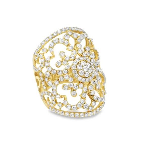 14Kt Yellow Gold Diamond Filigree Ring | 2.07 Ct Elegant Floral Design Image 3 Mollys Jewelers Brooklyn, NY