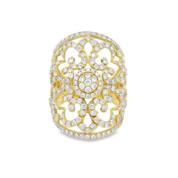 14Kt Yellow Gold Diamond Filigree Ring | 2.07 Ct Elegant Floral Design Mollys Jewelers Brooklyn, NY