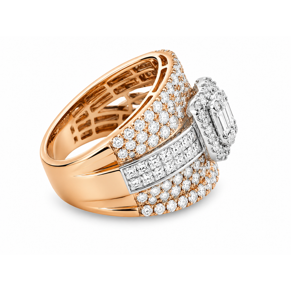 14K Two-Tone Diamond Statement Ring – 2.90ct White & Rose Gold Image 2 Mollys Jewelers Brooklyn, NY