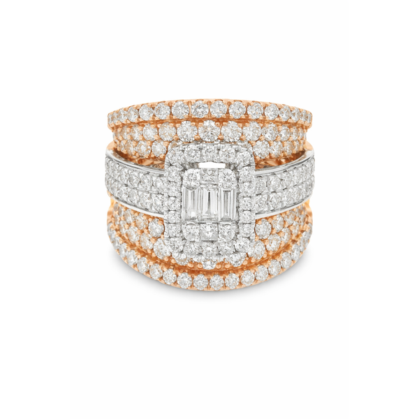 14K Two-Tone Diamond Statement Ring – 2.90ct White & Rose Gold Mollys Jewelers Brooklyn, NY