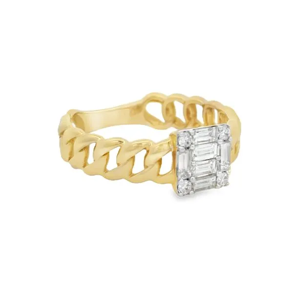 Cuban Baguette Yellow Gold Diamond Ring – 0.36 ctw Image 2 Mollys Jewelers Brooklyn, NY