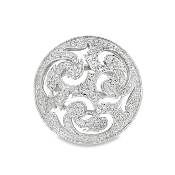 White Gold Diamond Ring – Medallion Swirl Image 2 Mollys Jewelers Brooklyn, NY