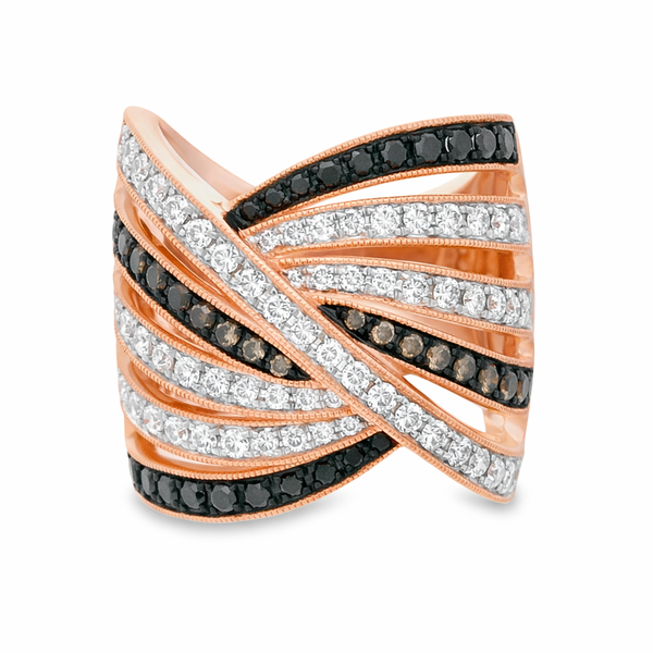 14Kt Rose Gold Multi-Tone Diamond Wave Ring – 1.23ct Drama & Dimension Mollys Jewelers Brooklyn, NY