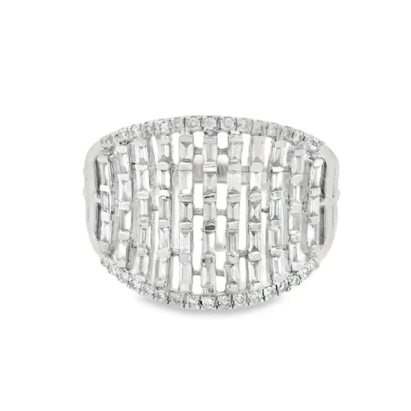 Bold 14Kt White Gold Wide-Band Diamond Ring with Baguette and Round Diamonds – 0.76ct Mollys Jewelers Brooklyn, NY