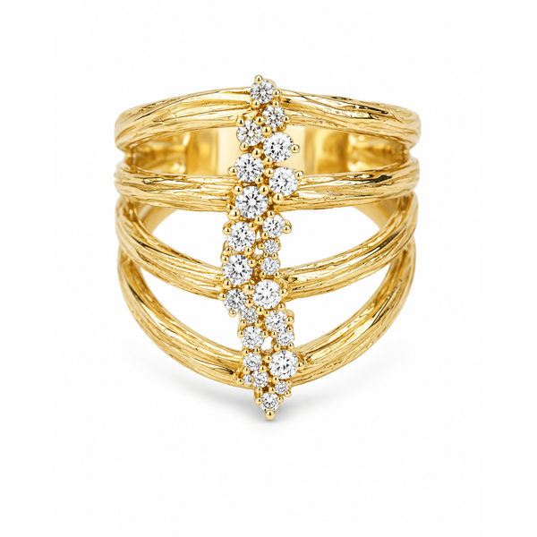 Yellow Gold Diamond Ring – Openwork Cascade 0.67ct Mollys Jewelers Brooklyn, NY