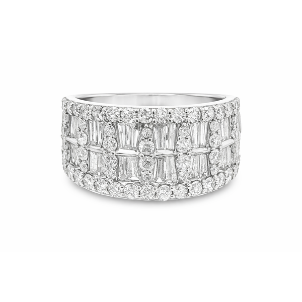 14Kt White Gold Diamond Ring with Baguette & Round Diamonds – 2.06 Ct Mollys Jewelers Brooklyn, NY
