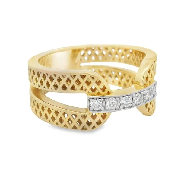 DiamondGrid Yellow Gold Statement Ring Image 2 Mollys Jewelers Brooklyn, NY