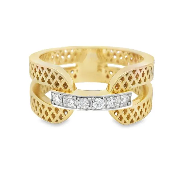 DiamondGrid Yellow Gold Statement Ring Mollys Jewelers Brooklyn, NY