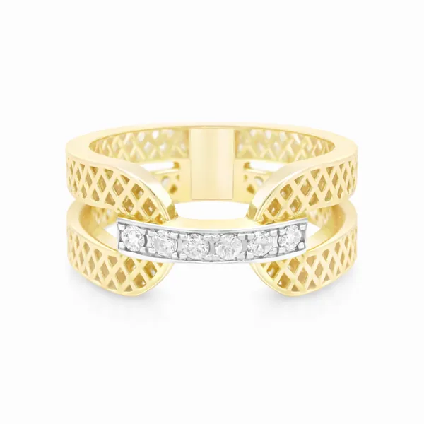 DiamondGrid Yellow Gold Statement Ring Mollys Jewelers Brooklyn, NY