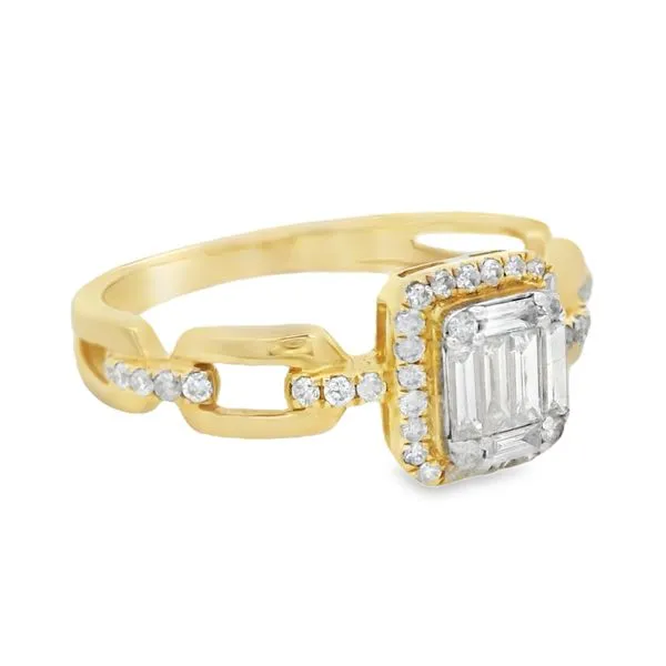 ChainLink Emerald Yellow Gold Diamond Ring – 0.39 ctw Image 2 Mollys Jewelers Brooklyn, NY