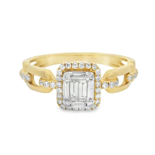 ChainLink Emerald Yellow Gold Diamond Ring – 0.39 ctw Mollys Jewelers Brooklyn, NY