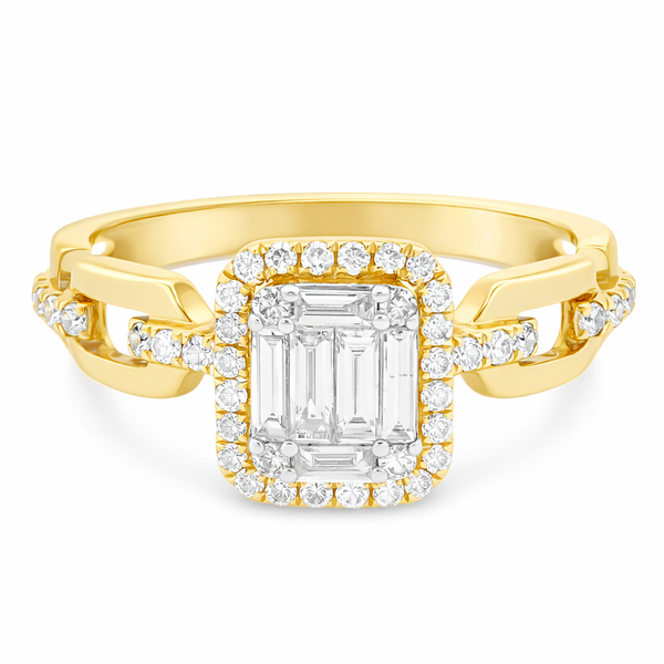 ChainLink Emerald Yellow Gold Diamond Ring – 0.39 ctw Mollys Jewelers Brooklyn, NY
