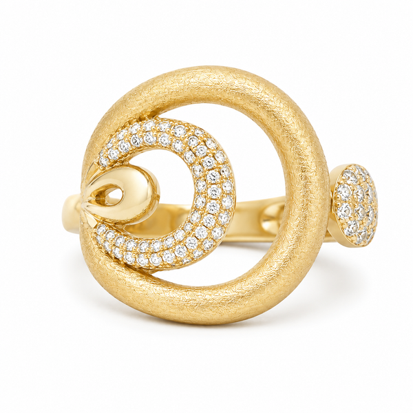 Yellow Gold Diamond Ring – Artistic Swirl 0.58ct Mollys Jewelers Brooklyn, NY